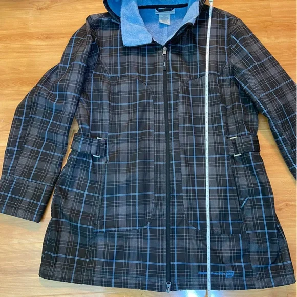 Free Country Black, Grey and Blue Plaid pattern Waterproof Rain Jacket size XL - Picture 11 of 16